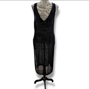 NEW Cupshe Crochet Open Knit Tank Sleeveless Black Swim Cover Up Dress L Beach